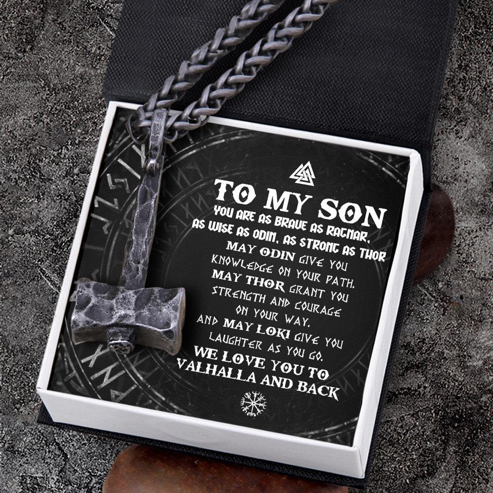 Viking Hammer Necklace - Viking - To My Son - We Love You To Vahalla And Back - Augnfr16002 - Gifts Holder