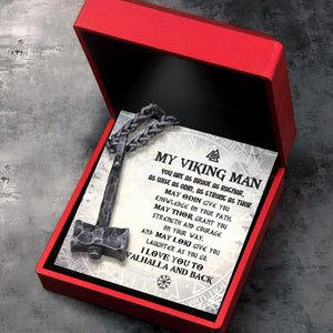 Viking Hammer Necklace - Viking - To My Viking Man - I Love You To Vahalla And Back - Augnfr26001 - Gifts Holder