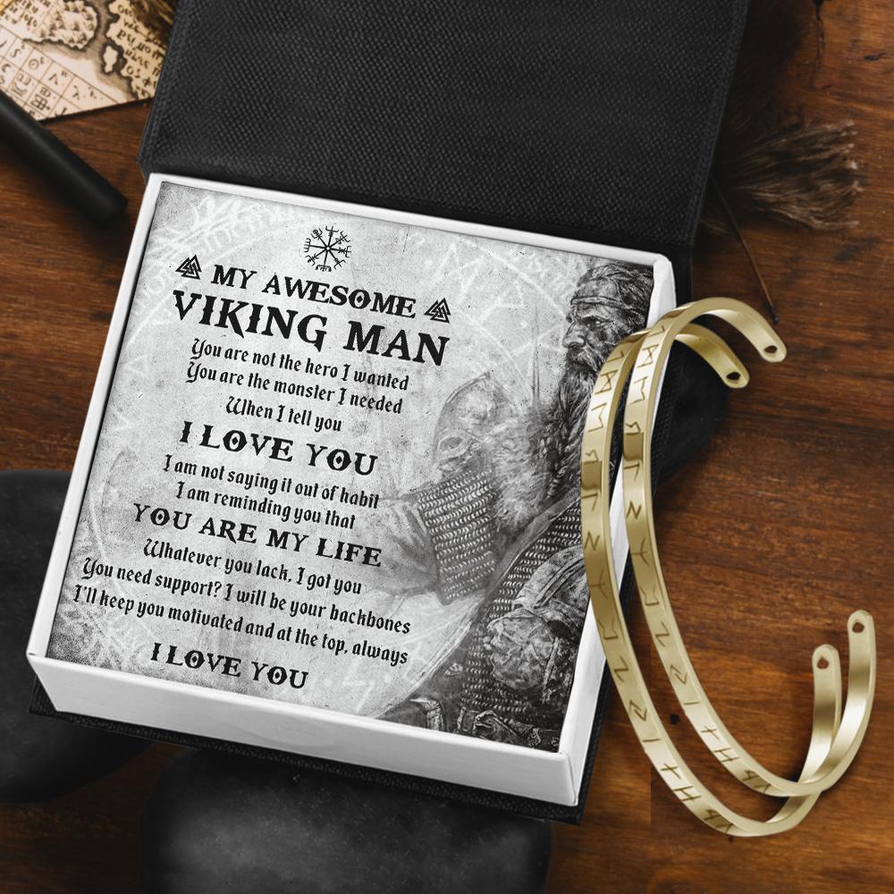 Viking Rune Couple Bracelets - My Awesome Viking Man - You Are The Monster I Needed - Gbt26001