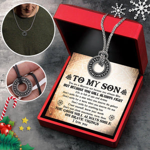 Viking Rune Necklace - Viking - To My Son - Because You Will Always Fight - Augndy16001 - Gifts Holder