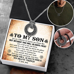 Viking Rune Necklace - Viking - To My Son - Because You Will Always Fight - Augndy16001 - Gifts Holder
