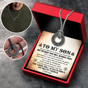 Viking Rune Necklace - Viking - To My Son - Because You Will Always Fight - Augndy16001 - Gifts Holder