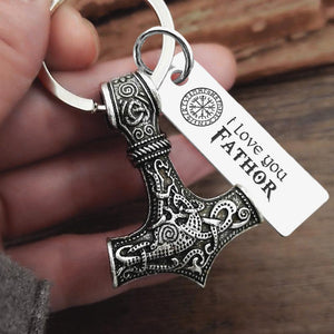 Viking Thor Keychain - Viking - To My Fathor - I Love You To Valhalla & Back - Augkbv18004 - Gifts Holder