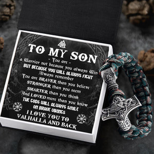 Viking Thor's Hammer Bracelet - Viking - To My Son - The Gods Will Always Smile On Brave Vikings - Augbo16001 - Gifts Holder
