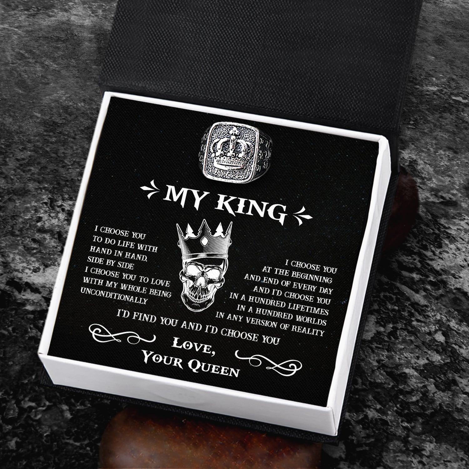 Vintage Crown Ring - Skull - To My Man - I'd Find You And I'd Choose You - Augrd26004 - Gifts Holder