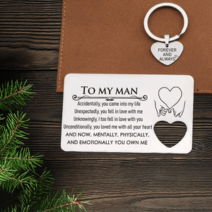 Wallet Card Insert And Heart Keychain Set - Family - To My Man - You Loved Me With All Your Heart - Augcb26003 - Gifts Holder