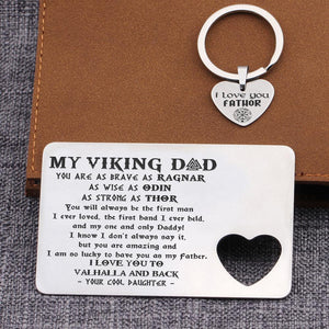 Wallet Card Insert And Heart Keychain Set - Viking - To My Dad - From Daughter - Your Cool Daughter - Augcb18006 - Gifts Holder