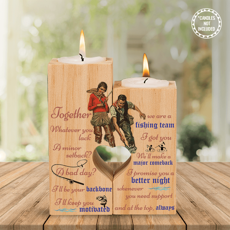 Wooden Heart Candle Holder - Fishing - To Loved One - I'll Keep You Motivated - Aughb26002 - Gifts Holder