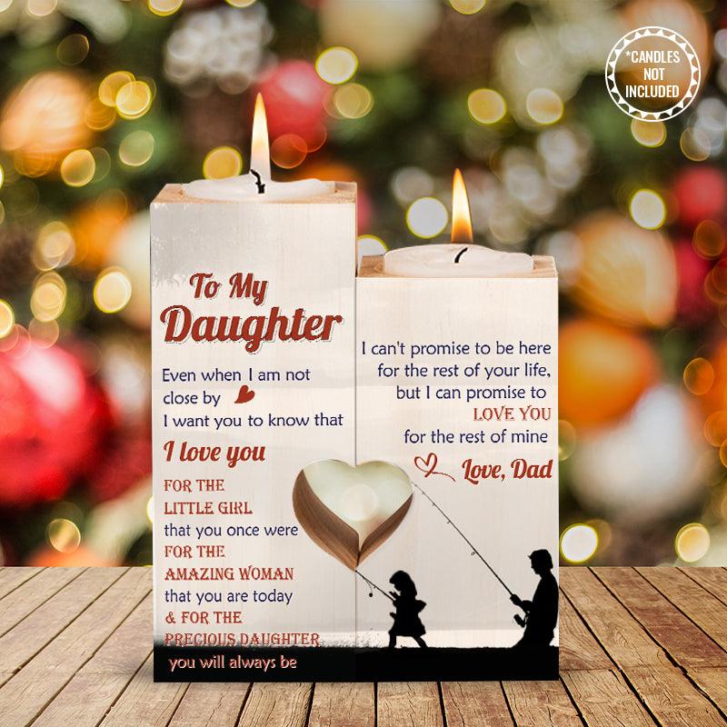 Wooden Heart Candle Holder - Fishing - To My Daughter - From Dad - For The Precious Daughter - Aughb17002 - Gifts Holder